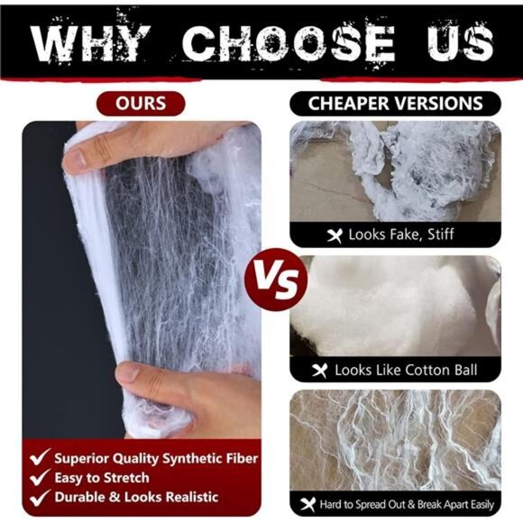 900 sqft Spider Webs Halloween Decorations Bonus with 30 Fake Spiders - Picture 4 of 7